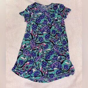 LuLaRoe Kids Dress in Blue and Green Floral